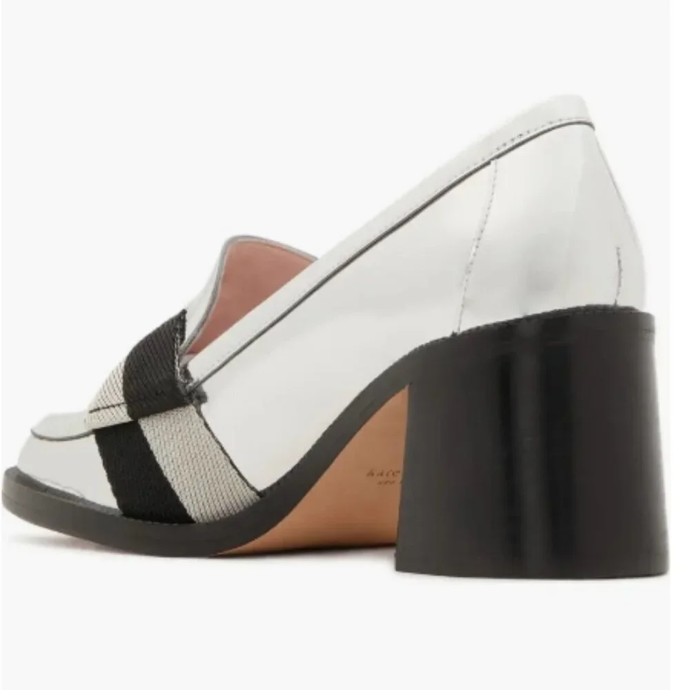Kate Spade New York Leandra Block Heel Loafers – Silver – Size 9 – NWT